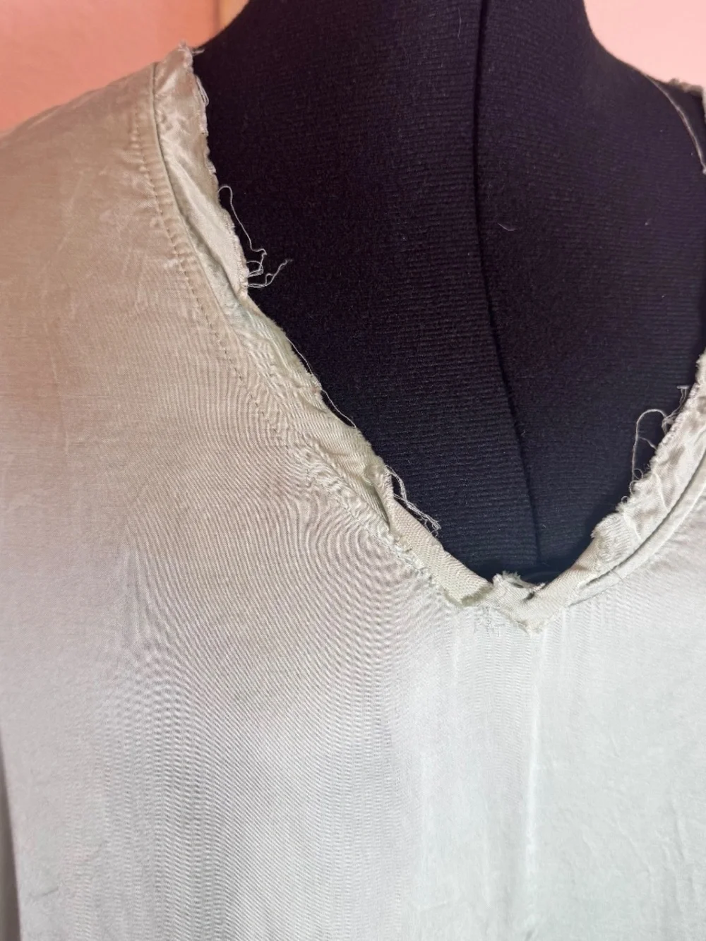 Boho Chic Dear John Denim Silky Frayed Trim Sleeveless Blouse Mint Green Med